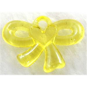 Acrylic pendant, bowknot, yellow, 33x22mm, approx 580pcs [PSAC21C06]