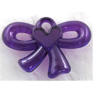 Acrylic pendant, bowknot, deep purple, 33x22mm, approx 580pcs [PSAC21C07]