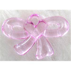 Acrylic pendant, bowknot, pink, 33x22mm, approx 580pcs [PSAC21C08]