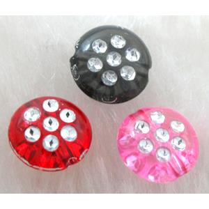 Acrylic Bead, Acrylic Rhinestone diamond, flat round, mixed, 10mm dia, approx 4000pcs [PSAC21P9184]