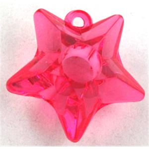 star Acrylic pendant, transparent, hotpink, 25mm dia, approx 435pcs [PSAC22C01]