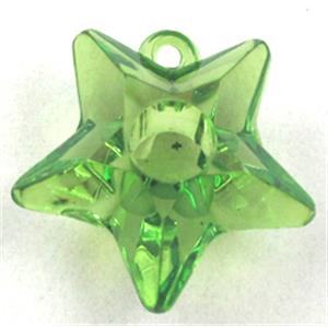 Acrylic pendant, star, transparent, green, 25mm dia, approx 435pcs [PSAC22C02]