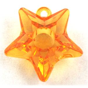 Acrylic pendant, star, transparent, orange, 25mm dia, approx 435pcs [PSAC22C03]