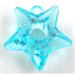Acrylic pendant, star, transparent, aqua, 25mm dia, approx 435pcs [PSAC22C04]