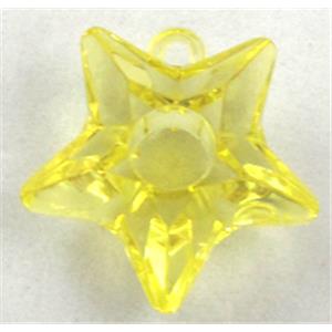 Acrylic pendant, star, transparent, yellow, 25mm dia, approx 435pcs [PSAC22C07]