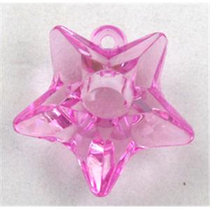 Acrylic pendant, star, transparent, hot-pink, 25mm dia, approx 435pcs [PSAC22C08]