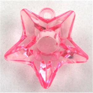 Acrylic pendant, star, transparent, pink, 25mm dia, approx 435pcs [PSAC22C09]
