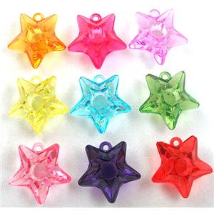 Acrylic pendant, star, transparent, mixed color, 25mm dia, approx 435pcs [PSAC22MIX]