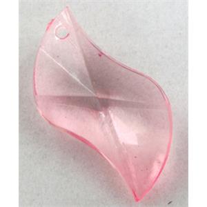 Acrylic pendant, leaf, transparent, pink, 16x25mm, approx 660pcs [PSAC23C01]