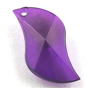 Acrylic pendant, leaf, transparent, deep purple, 16x25mm, approx 660pcs [PSAC23C02]