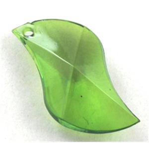 Acrylic pendant, leaf, transparent, green, 16x25mm, approx 660pcs [PSAC23C03]
