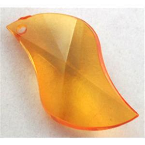 Acrylic pendant, leaf, transparent, orange, 16x25mm, approx 660pcs [PSAC23C04]