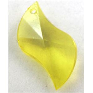 Acrylic pendant, leaf, transparent, yellow, 16x25mm, approx 660pcs [PSAC23C07]