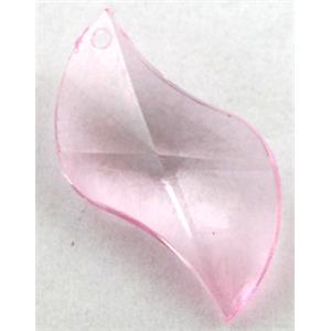Acrylic pendant, leaf, transparent, pink, 16x25mm, approx 660pcs [PSAC23C08]