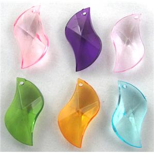 leaf Acrylic pendant, transparent, mixed color, 16x25mm, approx 660pcs [PSAC23MIX]
