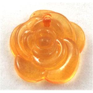 Acrylic pendant, rose-flower, transparent, orange, 20mm dia, approx 600pcs [PSAC24C02]