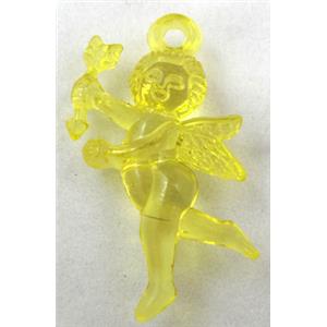 Acrylic pendant, angel, transparent, yellow, 30x40mm, approx 630pcs [PSAC25C05]