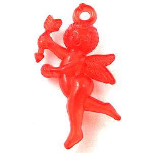 Acrylic pendant, angel, transparent, red, 30x40mm, approx 630pcs [PSAC25C06]