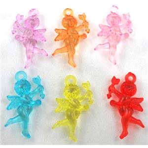 Acrylic pendant, angel, transparent, mixed color, 30x40mm, approx 630pcs [PSAC25MIX]