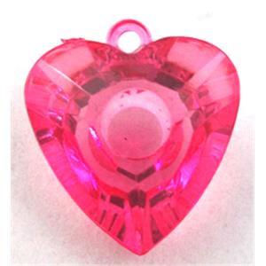 Acrylic pendant, heart, transparent, deep hot-pink, 23x23mm, approx 450pcs [PSAC26C01]