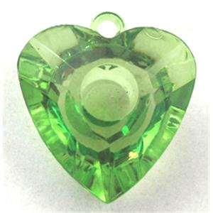 Acrylic pendant, heart, transparent, green, 23x23mm, approx 450pcs [PSAC26C02]