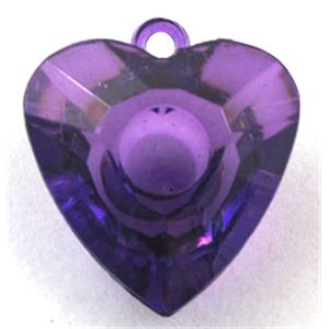 Acrylic pendant, heart, transparent, deep purple, 23x23mm, approx 450pcs [PSAC26C03]