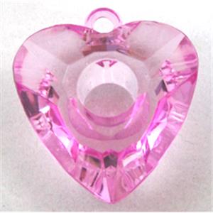 Acrylic pendant, heart, transparent, hot-pink, 23x23mm, approx 450pcs [PSAC26C05]
