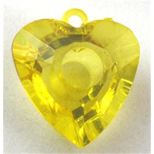Acrylic pendant, heart, transparent, yellow, 23x23mm, approx 450pcs [PSAC26C06]