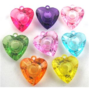 Acrylic pendant, heart, transparent, mixed color, 23x23mm, approx 450pcs [PSAC26MIX]