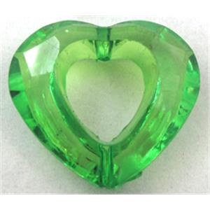 Acrylic bead, heart, transparent, green, 28x24mm, approx 523pcs [PSAC27C04]