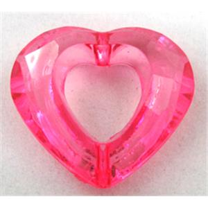 Acrylic bead, heart, transparent, hotpink, 28x24mm, approx 523pcs [PSAC27C05]