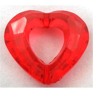 Acrylic bead, heart, transparent, red, 28x24mm, approx 523pcs [PSAC27C06]