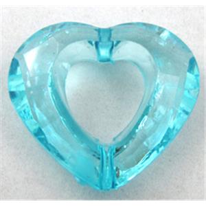 Acrylic bead, heart, transparent, aqua, 28x24mm, approx 523pcs [PSAC27C07]