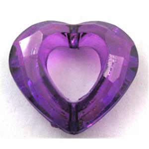 Acrylic bead, heart, transparent, deep purple, 28x24mm, approx 523pcs [PSAC27C08]
