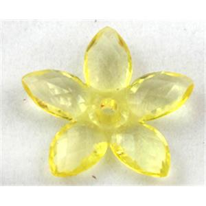 Acrylic bead, flower, transparent, yellow, 22mm dia, approx 1600pcs [PSAC28C01]