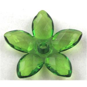 Acrylic bead, flower, transparent, green, 22mm dia, approx 1600pcs [PSAC28C04]