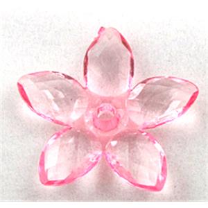 Acrylic bead, flower, transparent, pink, 22mm dia, approx 1600pcs [PSAC28C05]