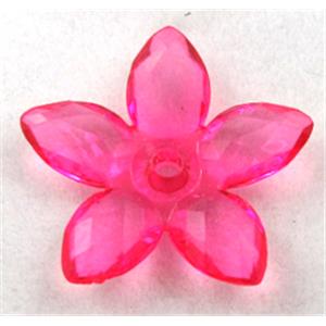 Acrylic bead, flower, transparent, hotpink, 22mm dia, approx 1600pcs [PSAC28C07]