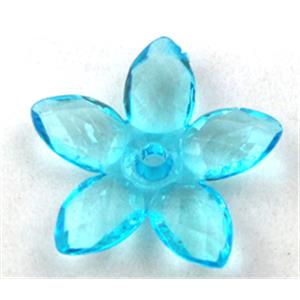 Acrylic bead, flower, transparent, aqua, 22mm dia, approx 1600pcs [PSAC28C08]