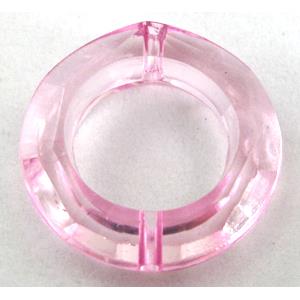 Acrylic bead, ring, transparent, pink, 30mm dia, approx 390pcs [PSAC29C03]