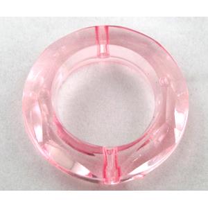 Acrylic bead, ring, transparent, pink, 30mm dia, approx 390pcs [PSAC29C07]