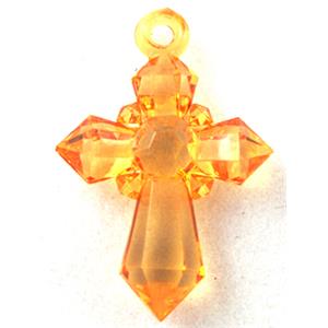 Acrylic pendant, cross, transparent, golden, 20x28mm, approx 1300pcs [PSAC30C04]