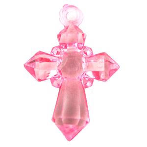 Acrylic pendant, cross, transparent, pink, 20x28mm, approx 1300pcs [PSAC30C07]