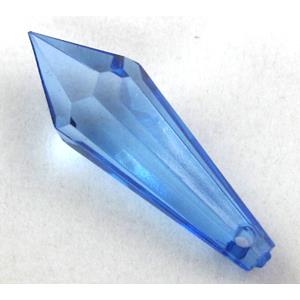 Acrylic pendant, faceted teardrop, transparent, blue, 10x30mm, approx 870pcs [PSAC31C01]