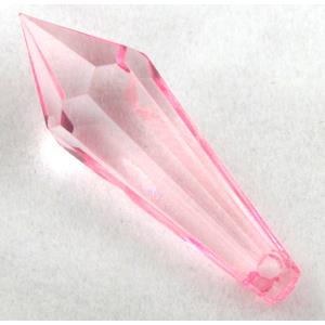 Acrylic pendant, faceted teardrop, transparent, pink, 10x30mm, approx 870pcs [PSAC31C02]