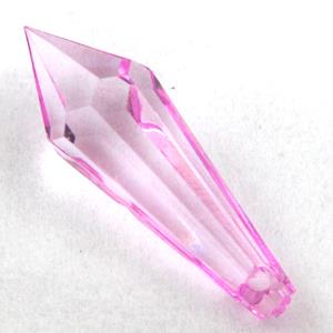 Acrylic pendant, faceted teardrop, transparent, hot-pink, 10x30mm, approx 870pcs [PSAC31C03]