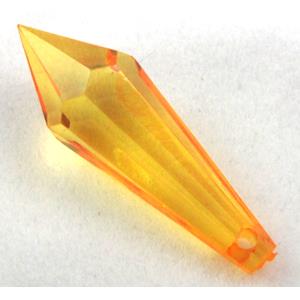 Acrylic pendant, faceted teardrop, transparent, golden, 10x30mm, approx 870pcs [PSAC31C04]