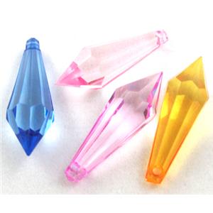 Acrylic pendant, faceted teardrop, transparent, mixed color, 10x30mm, approx 870pcs [PSAC31MIX]