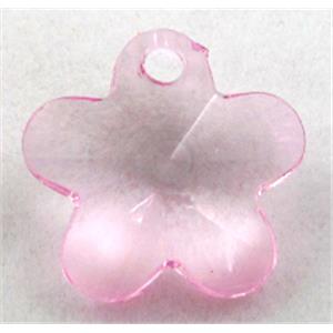 Acrylic pendant, flower, transparent, pink, 19mm dia, approx 950pcs [PSAC32C06]