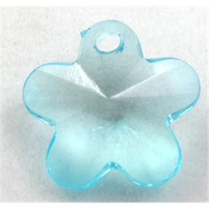 Acrylic pendant, flower, transparent, aqua, 19mm dia, approx 950pcs [PSAC32C07]